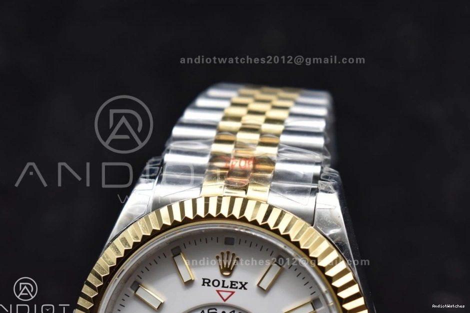 SS Best Noob A23J Skydweller On SS YG White Bracelet 1113 Edition EasyCare YG Dial 1202